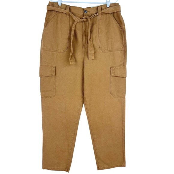 a.n.a Pants - a.n.a. Women's Highest Rise Tapered Royal Brown Belted Cargo Pants Size 16 NWT